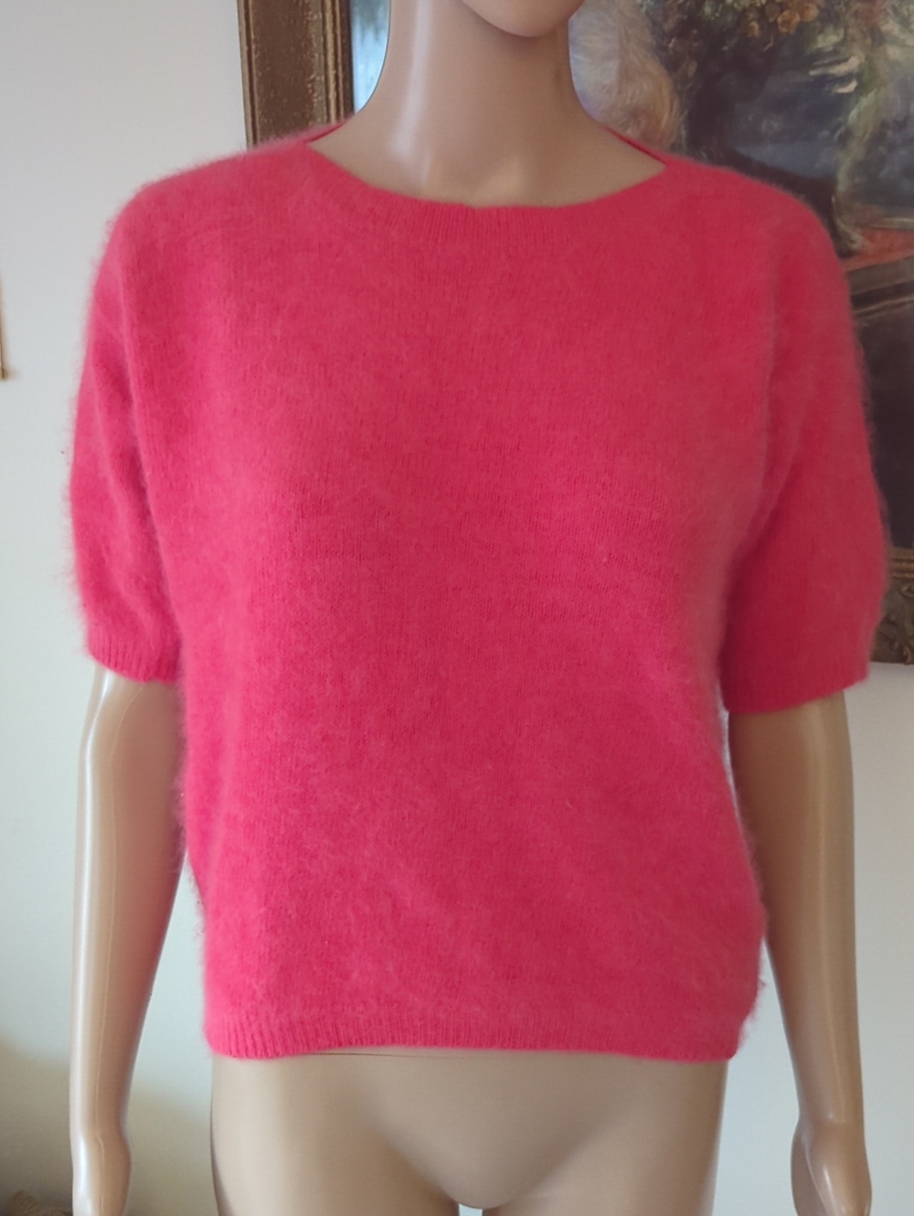 Vintage Esprit Pink Short Sleeve Open Back Cashmere Sweater